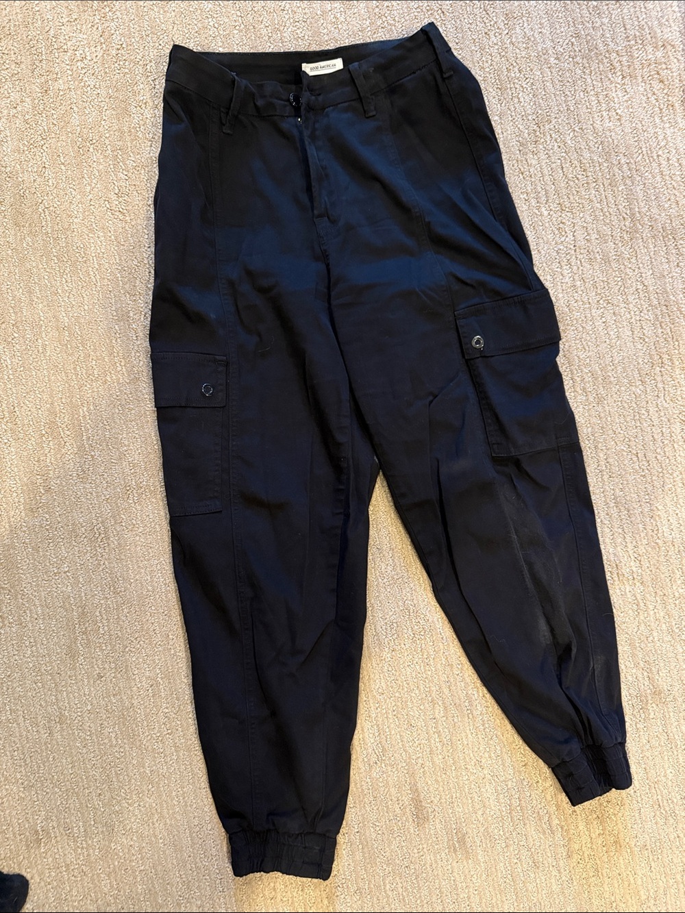 Good American Black Cargo Jogger Pants